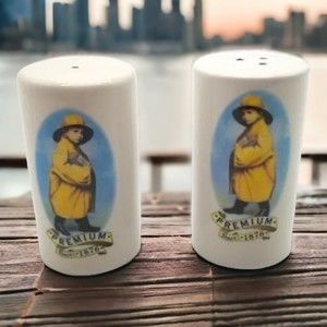 Salt & Pepper Shakers Vintage Ceramic Morton Premium Since 1876 Taiwan